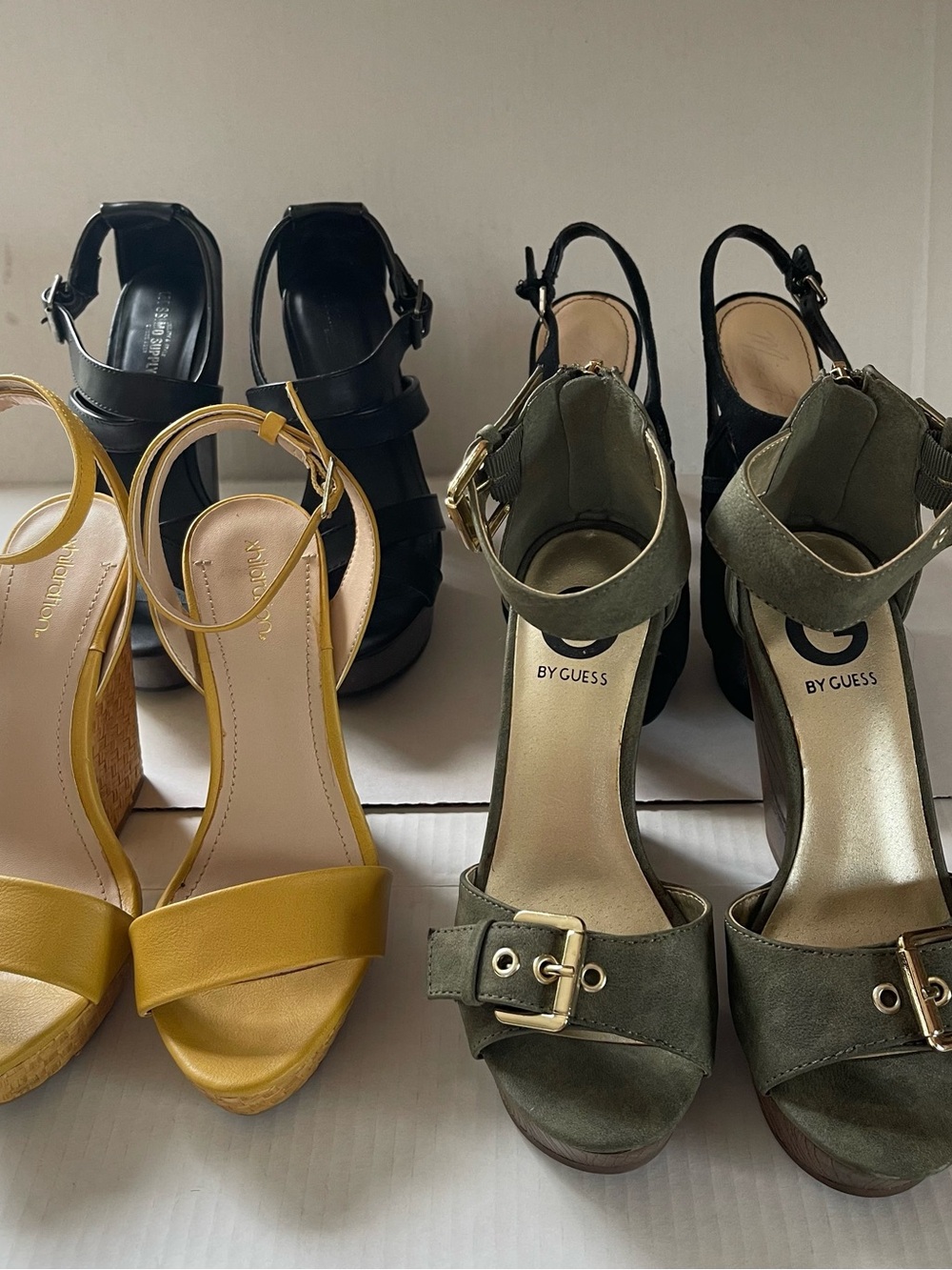 Bundle Of 4 Size 5 1/2 Buckle Platform Sandals with Ankle Strap High Heel Shoes